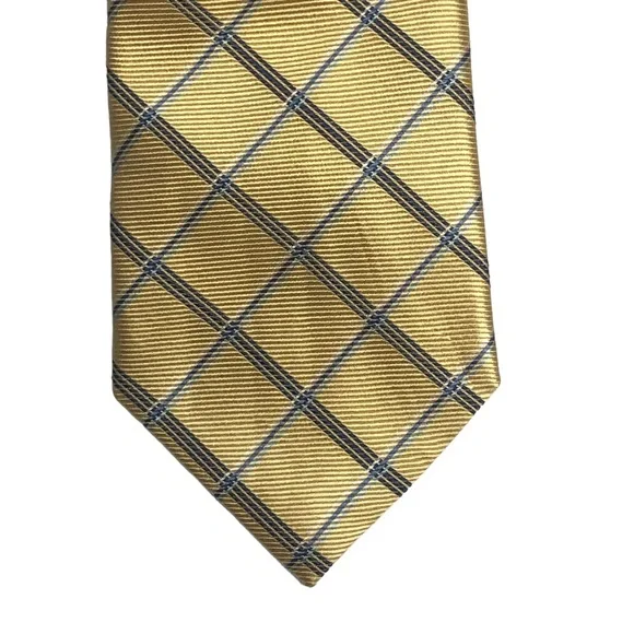 Chaps Yellow and Blues Plaid Silk Tie - Picture 3 of 15